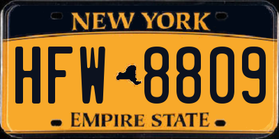 NY license plate HFW8809