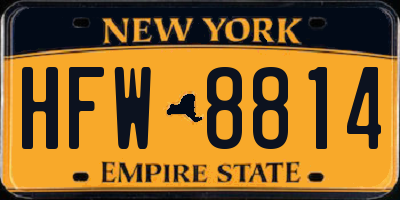 NY license plate HFW8814