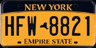 NY license plate HFW8821