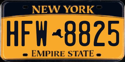 NY license plate HFW8825