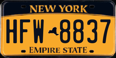 NY license plate HFW8837