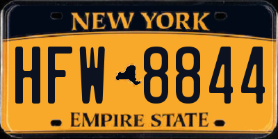 NY license plate HFW8844