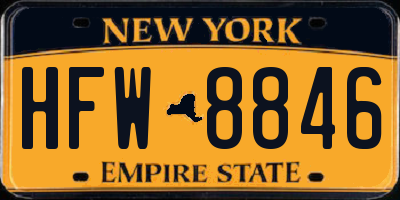 NY license plate HFW8846