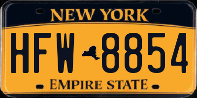 NY license plate HFW8854