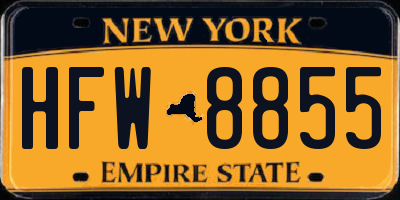 NY license plate HFW8855