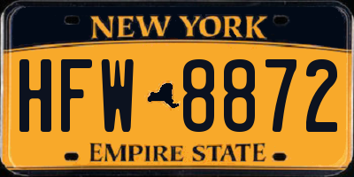 NY license plate HFW8872
