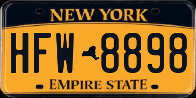 NY license plate HFW8898