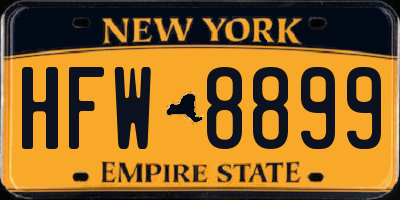 NY license plate HFW8899