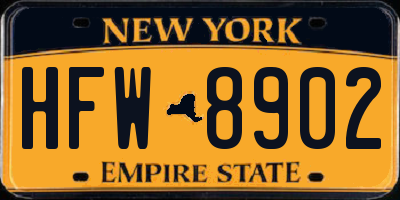 NY license plate HFW8902