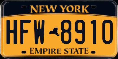 NY license plate HFW8910