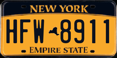 NY license plate HFW8911