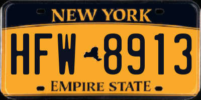 NY license plate HFW8913