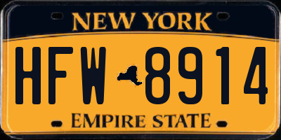 NY license plate HFW8914