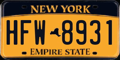 NY license plate HFW8931
