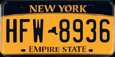 NY license plate HFW8936