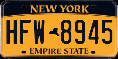 NY license plate HFW8945