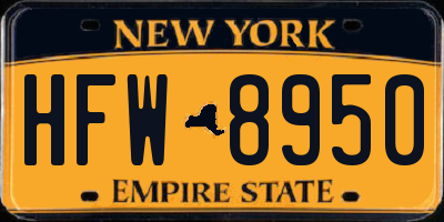 NY license plate HFW8950