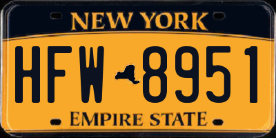 NY license plate HFW8951