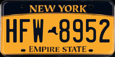 NY license plate HFW8952