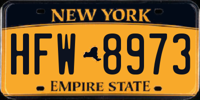 NY license plate HFW8973
