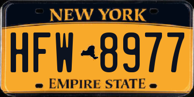 NY license plate HFW8977