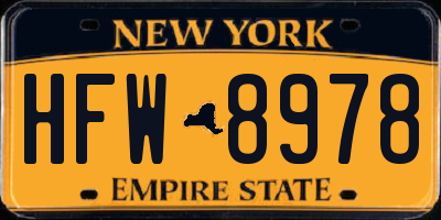 NY license plate HFW8978