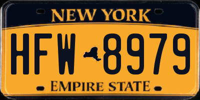 NY license plate HFW8979