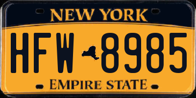 NY license plate HFW8985