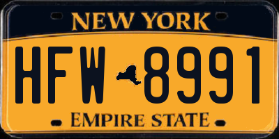 NY license plate HFW8991