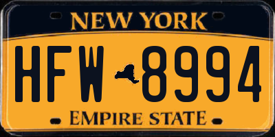 NY license plate HFW8994