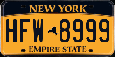 NY license plate HFW8999