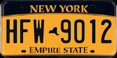 NY license plate HFW9012