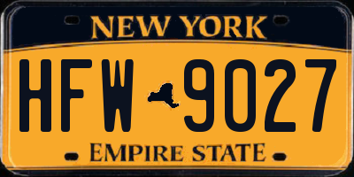 NY license plate HFW9027