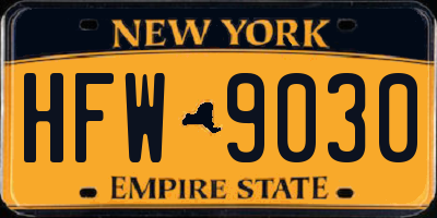 NY license plate HFW9030