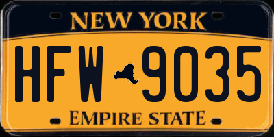 NY license plate HFW9035