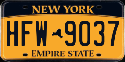 NY license plate HFW9037