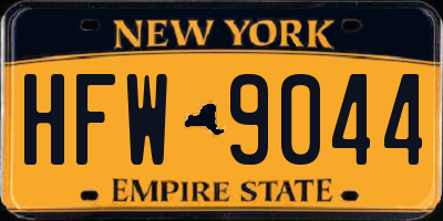 NY license plate HFW9044