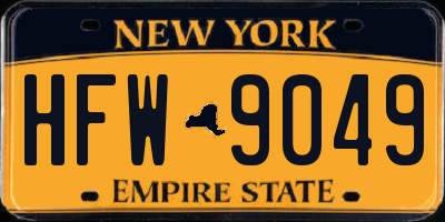 NY license plate HFW9049
