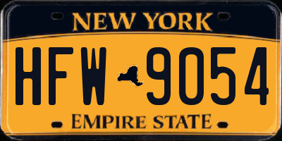 NY license plate HFW9054