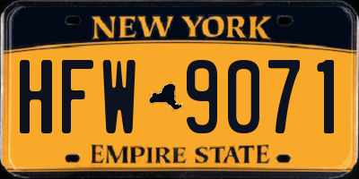 NY license plate HFW9071
