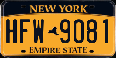 NY license plate HFW9081