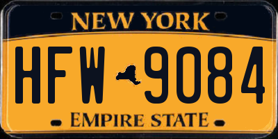 NY license plate HFW9084