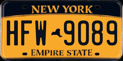 NY license plate HFW9089