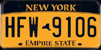 NY license plate HFW9106