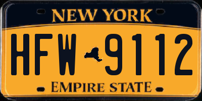 NY license plate HFW9112