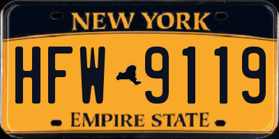 NY license plate HFW9119