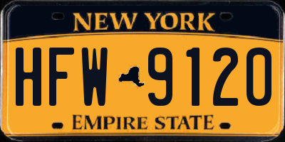 NY license plate HFW9120