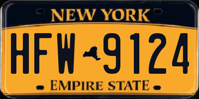 NY license plate HFW9124