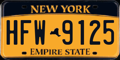 NY license plate HFW9125
