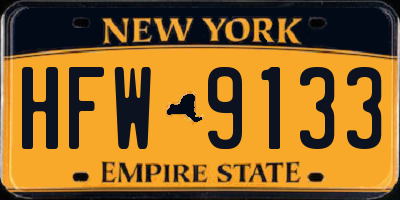 NY license plate HFW9133